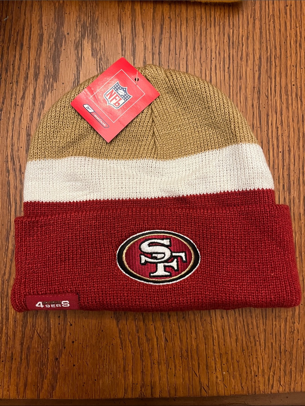 Vintage NFL San Francisco 49ers Red, Gold & White Cuffed Knit Beanie